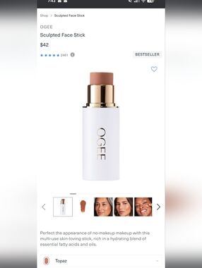 Ogee Sculpted Face Stick — Topaz Nude